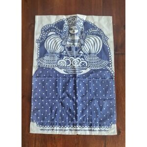 Vintage Czech Folk Art‎ Wall Pocket Organizer Folk Costume Blue White 25x17 in